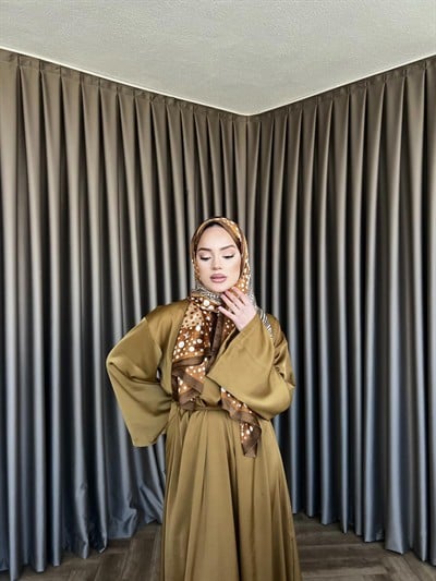 Arabic Belden Bağlamalı Elbise - Yağ Yeşil