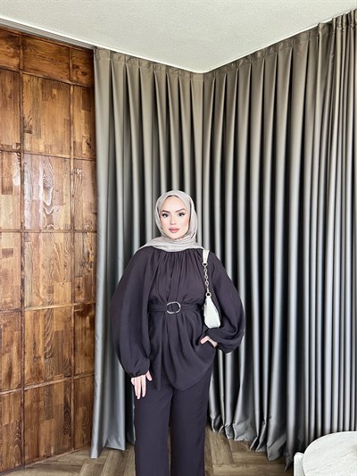 Aybüke Kemerli Takım - Kahve 