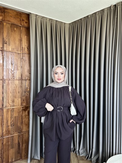 Aybüke Kemerli Takım - Kahve 