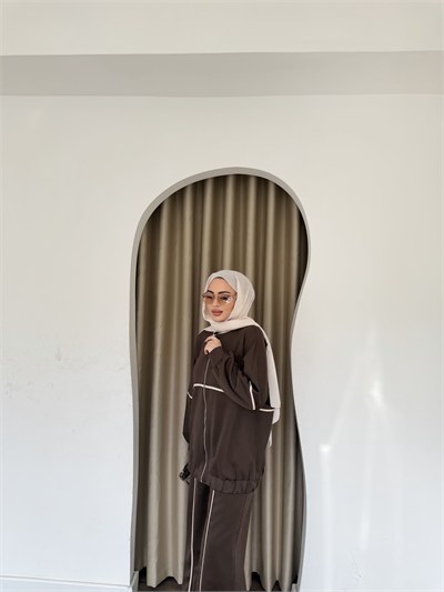 Aybüke Scuba Eşofman Takım - Kahve