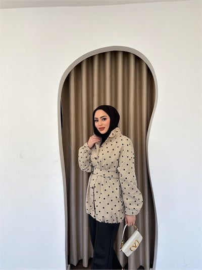Bahar Kemerli Ceket - Krem