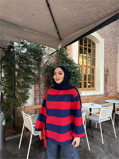 Bella Çizgili Sweat - Lacivert  (ÖN SİPARİŞ)
