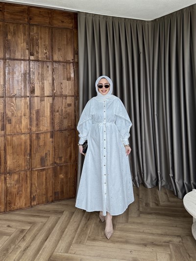 Berra Dantelli Elbise - Beyaz