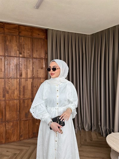 Berra Dantelli Elbise - Beyaz