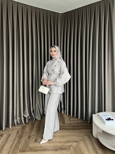 Besla Gold Düğmeli Takım - Bej(ÖN SİPARİŞ)