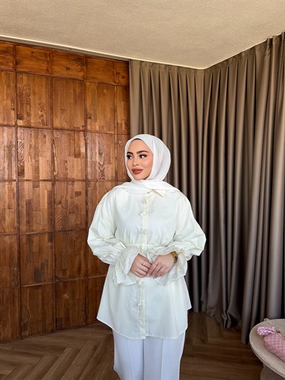 Çiçek Gömlek - Beyaz