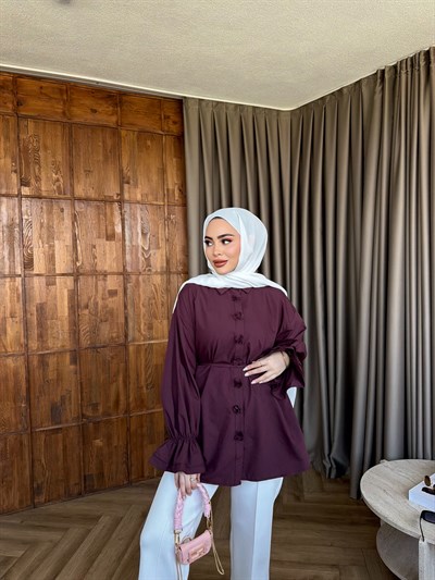 Çiçek Gömlek - Mürdüm