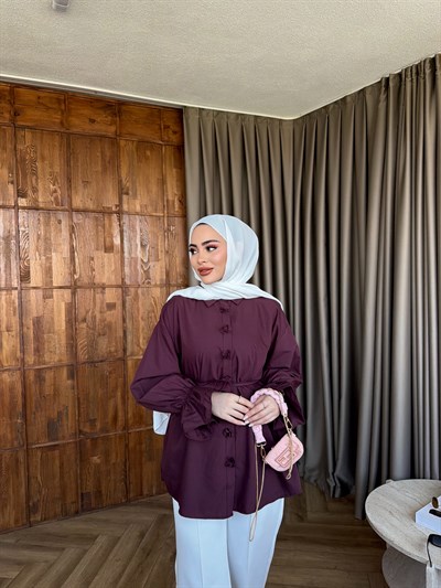 Çiçek Gömlek - Mürdüm