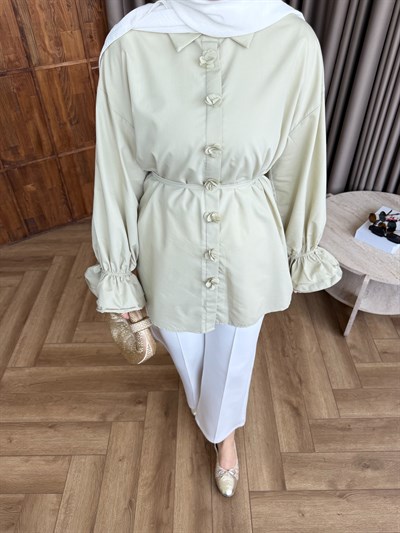 Çiçek Gömlek - Yeşil