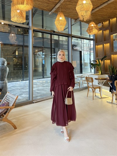 Çiğdem Etek Takım - Bordo