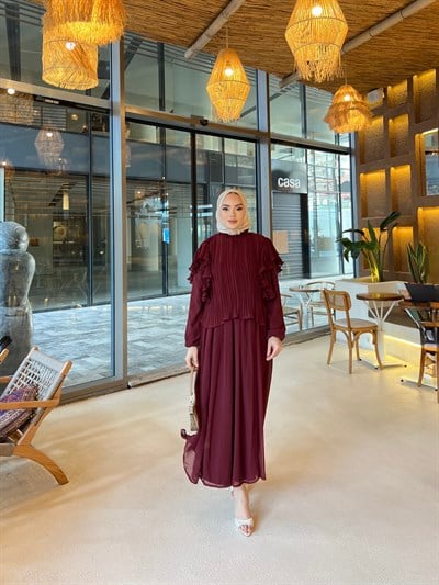 Çiğdem Etek Takım - Bordo