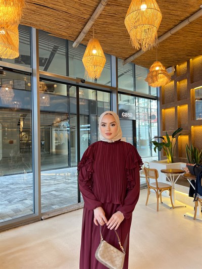 Çiğdem Etek Takım - Bordo