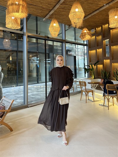 Çiğdem Etek Takım - Kahve