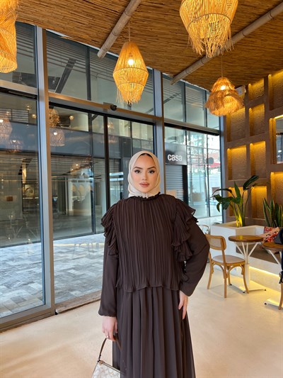 Çiğdem Etek Takım - Kahve