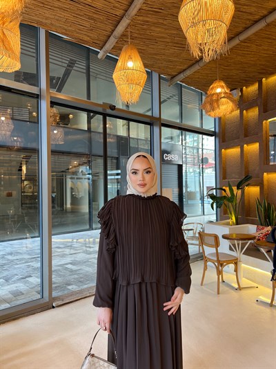 Çiğdem Etek Takım - Kahve