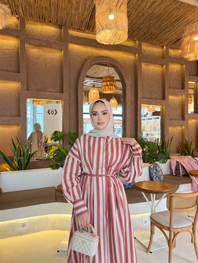 Çisem Çizgi Detay Elbise - Tarçın 