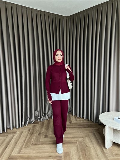 Çıt Çıt Maysa Triko Takım - Bordo