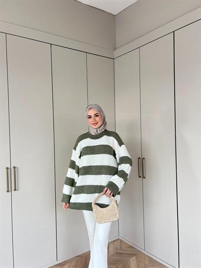 Çizgili Kazak - Yeşil