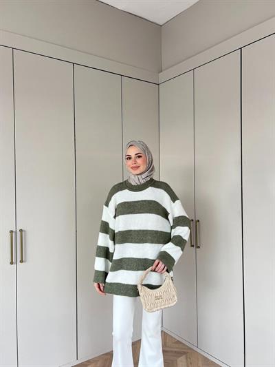 Çizgili Kazak - Yeşil