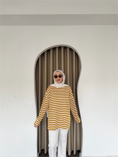 Çizgili Sweat - Sarı