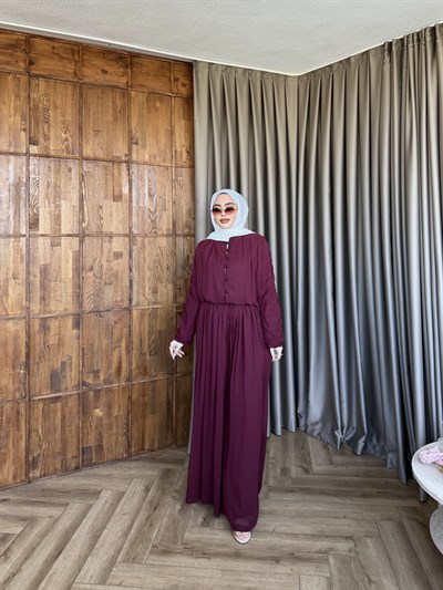 Danla Düğmeli Takım - Bordo