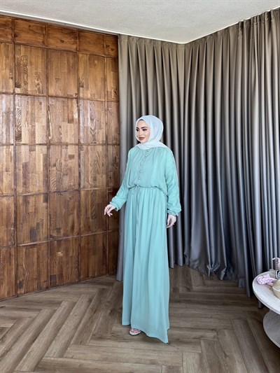 Danla Düğmeli Takım - Çağla