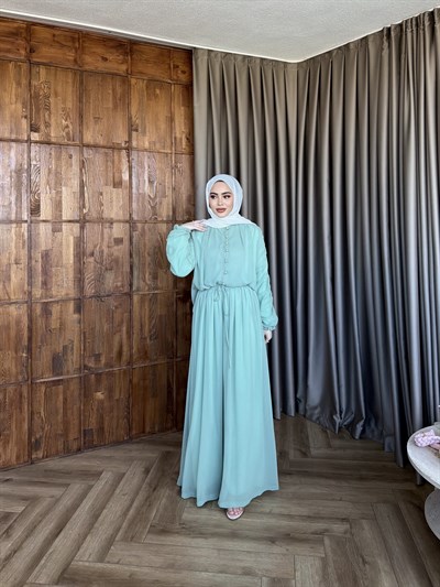 Danla Düğmeli Takım - Çağla