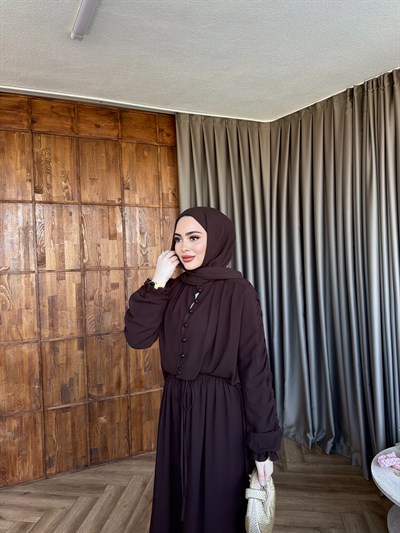 Danla Düğmeli Takım - Kahve