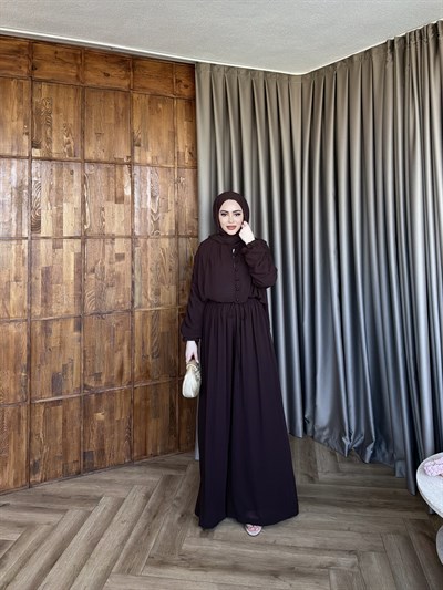 Danla Düğmeli Takım - Kahve