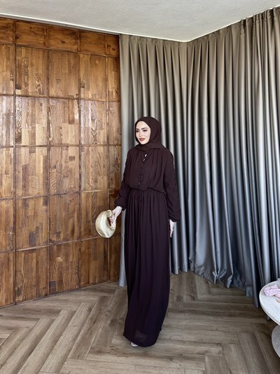 Danla Düğmeli Takım - Kahve