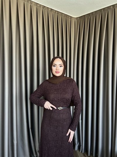 Dantelli Elbise -Kahve