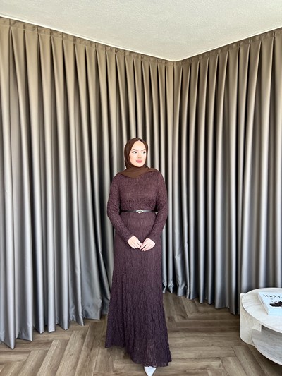 Dantelli Elbise -Kahve