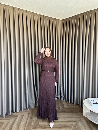 Dantelli Elbise -Kahve