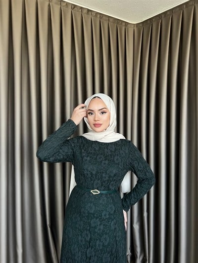 Dantelli Elbise - Yeşil 