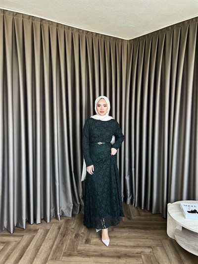 Dantelli Elbise - Yeşil 