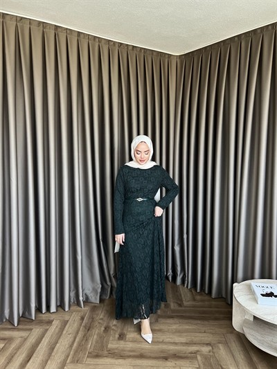 Dantelli Elbise - Yeşil 