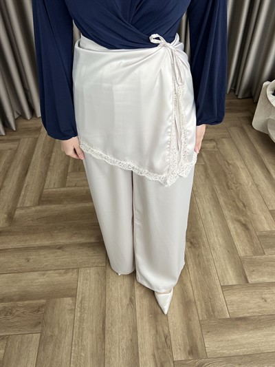 Dantelli Pantolon - Bej