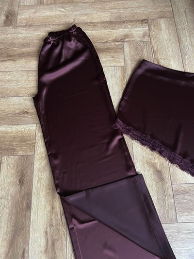 Dantelli Pantolon - Kahve