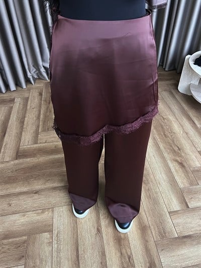 Dantelli Pantolon - Kahve