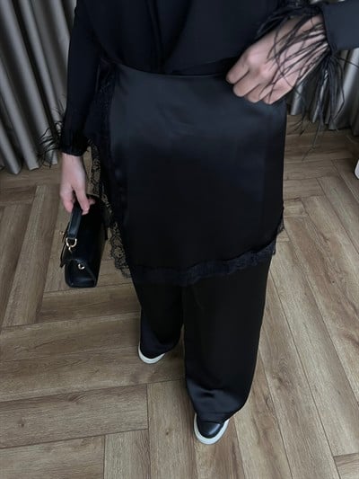 Dantelli Pantolon - Siyah