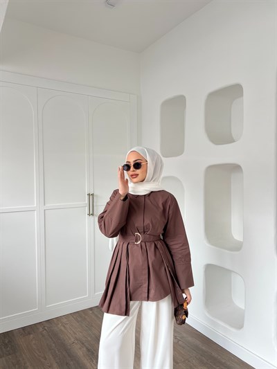 Darla Piliseli Gömlek - Kahve