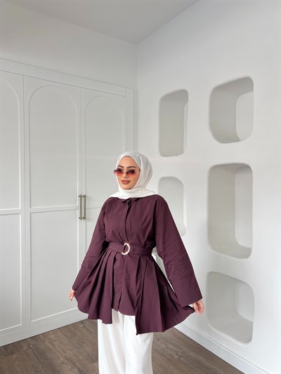 Darla Piliseli Gömlek - Mürdüm