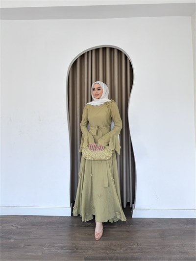 Defne Patpatya Elbise - Yeşil