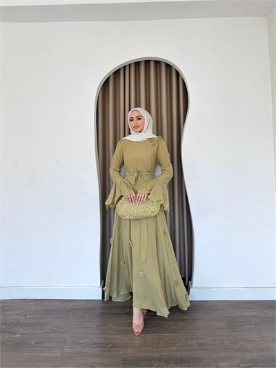 Defne Patpatya Elbise - Yeşil
