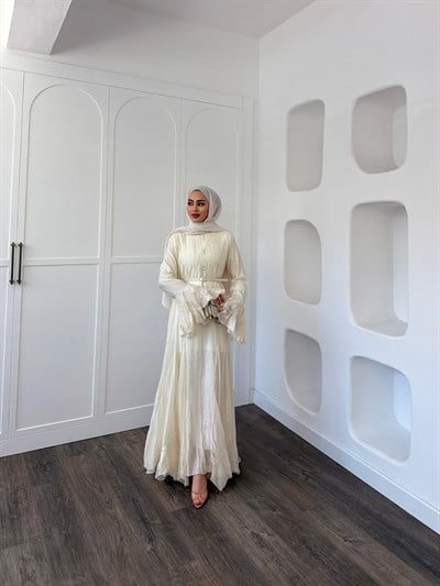Dennet Tasarım Elbise - Krem