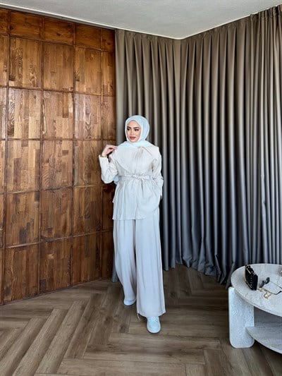 Dilek Asimetrik Takım - Krem