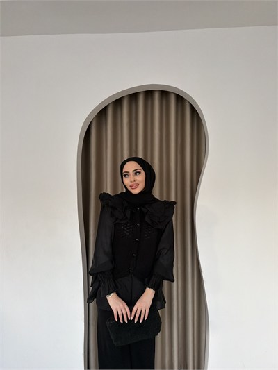 Dinna Hırkalı Triko Takım - Siyah