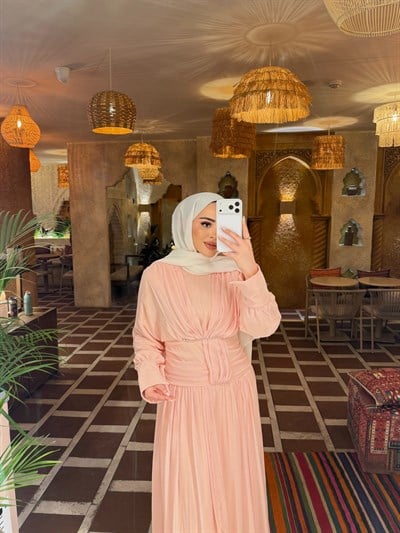 Dinna Şalvar Elbise - Pudra