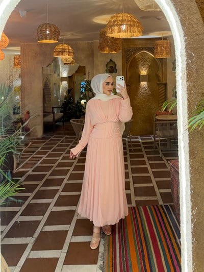 Dinna Şalvar Elbise - Pudra