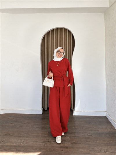 Diva Pantolonlu Takım - Kırmızı